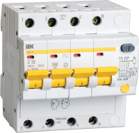 Дифференциальный автомат IEK АД-14 4P C 32А 100мА тип AC 4.5кА / MAD10-4-032-C-100 - 