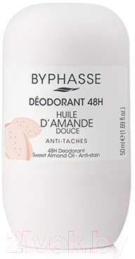 Дезодорант шариковый Byphasse Almond Oil 48H С миндальным маслом (50мл)