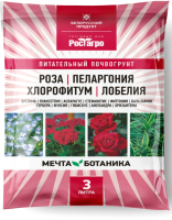 Грунт для растений РостАгро Мечта Ботаника Роза-пеларгония-хлорофитум-лобелия (3л) - 