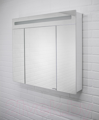 Шкаф с зеркалом для ванной Домино Аврора 100 (с подсветкой LED)