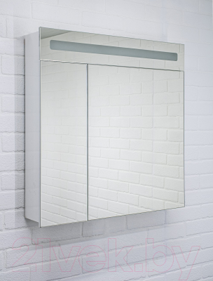 Шкаф с зеркалом для ванной Домино Аврора 70 (с подсветкой LED)