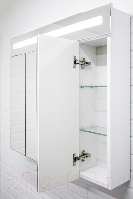 Шкаф с зеркалом для ванной Домино Аврора 75 (с подсветкой LED)
