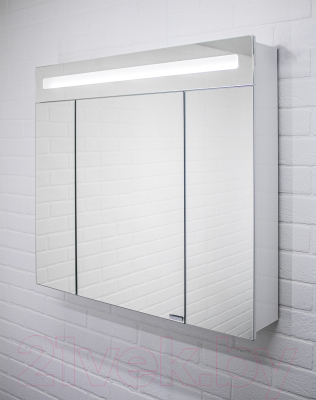Шкаф с зеркалом для ванной Домино Аврора 80 (с подсветкой LED)