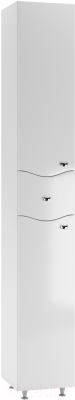 Шкаф-пенал для ванной Айсберг Волна 30 с верхним ящиком В1 (левый)