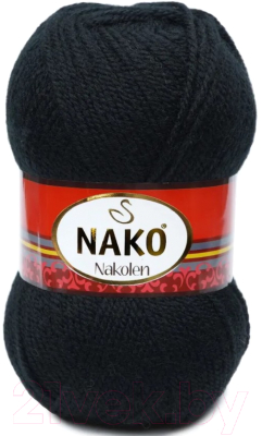 Пряжа для вязания Nako Nakolen 49% шерсть, 51% акрил / 217 (210м, черный)