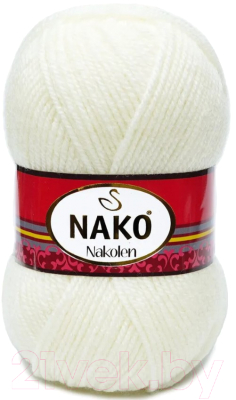 Пряжа для вязания Nako Nakolen 49% шерсть, 51% акрил / 300 (210м, молочный)