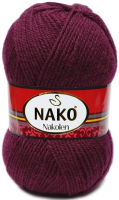 Пряжа для вязания Nako Nakolen 49% шерсть, 51% акрил / 999 (210м, темно-бордовый) - 