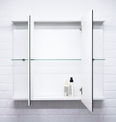 Шкаф с зеркалом для ванной Айсберг Мега 85