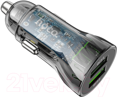 Адаптер питания автомобильный Hoco Z47 (прозрачно-черный)
