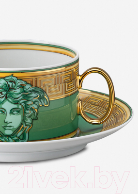 Чашка с блюдцем Versace Medusa Amplified. Green Coin / 19335-403762-14640