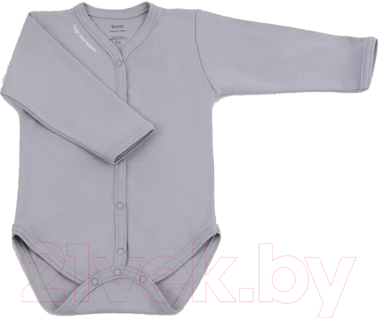 Боди для малышей Rant Hugs And Kisses С длинным рукавом / 6472-68 (Arctic Grey, р.68)