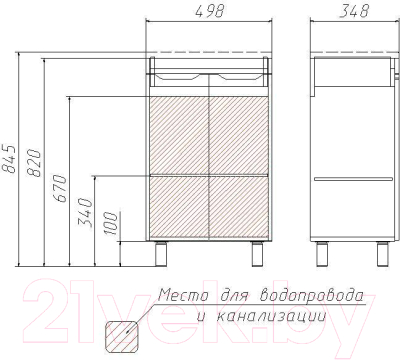 Тумба под умывальник Домино Andrea 50 3D без ящика