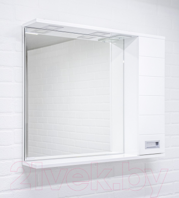 Шкаф с зеркалом для ванной Домино Cube 80 (правый)