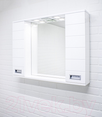 Шкаф с зеркалом для ванной Домино Cube 90