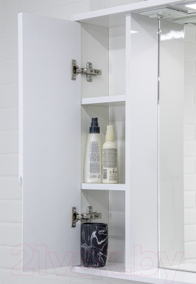 Шкаф с зеркалом для ванной Домино Optima 65 (левый, глянец)
