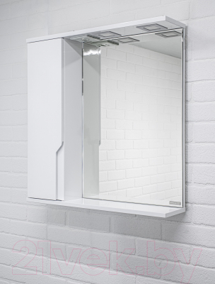 Шкаф с зеркалом для ванной Домино Optima 65 (левый, глянец)