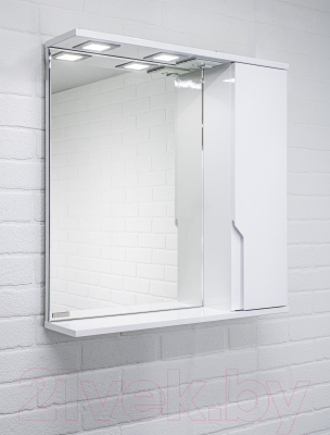 Шкаф с зеркалом для ванной Домино Optima 65 (правый, глянец)