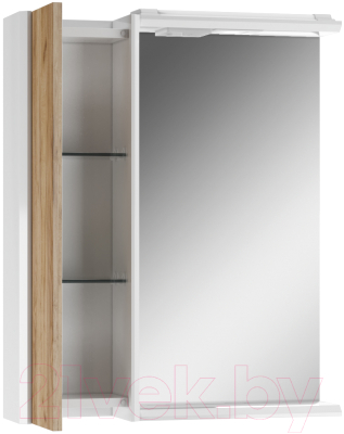 Шкаф с зеркалом для ванной Домино Uno 60 (левый, дуб вотан)