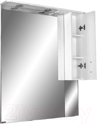 Шкаф с зеркалом для ванной Домино Сенеж 87 Идеал (правый)