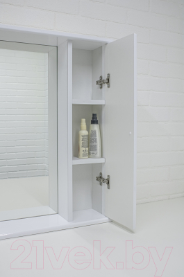 Шкаф с зеркалом для ванной Айсберг Радуга 60 (белый)