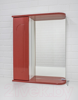 Шкаф с зеркалом для ванной Айсберг Радуга 50 (красный)