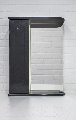 Шкаф с зеркалом для ванной Айсберг Радуга 55 (черный металлик)