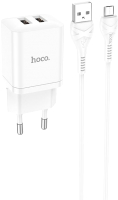Зарядное устройство сетевое Hoco N25 + кабель Micro (белый) - 