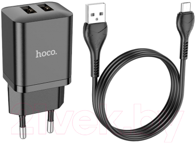 Зарядное устройство сетевое Hoco N25 + кабель Micro (черный)