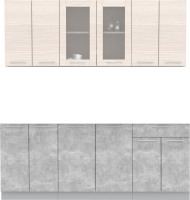 Кухонный гарнитур Интерлиния Мила 20-60 без столешницы (вудлайн кремовый/бетон) - 