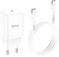Зарядное устройство сетевое Hoco N27 + кабель Type-C to Type-C (белый) - 