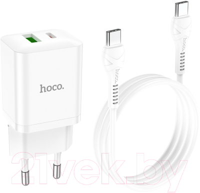 Зарядное устройство сетевое Hoco N28 + кабель Type-C to Type-C (белый)
