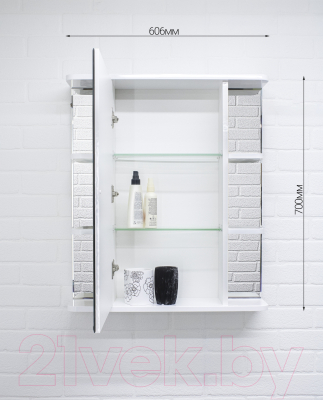 Шкаф с зеркалом для ванной Домино Оазис-2 60 Идеал