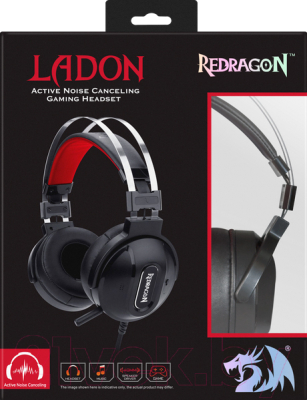 Наушники-гарнитура Redragon Ladon / 75160 (черный/красный)