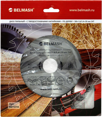 Пильный диск БЕЛМАШ 190x1.6/1.4x30/25.4/22.2 24Т / RD107A