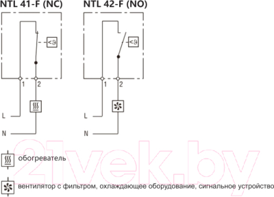 Термостат на DIN-рейку КС NTL 41-F 10А-230В-IP20 / 41NCF01 (обогрев)