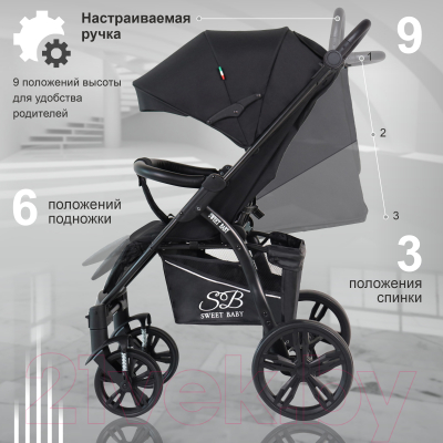 Изображение товара Детская прогулочная коляска Sweet Baby Carisma (черный)