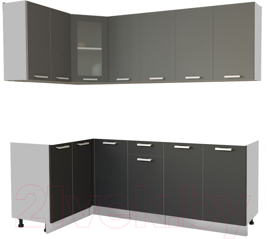 Кухонный гарнитур Interline Мила 12x22 без столешницы (серебристый/антрацит)