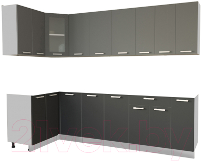 Готовая кухня Интерлиния Мила 12x27 без столешницы (серебристый/антрацит)