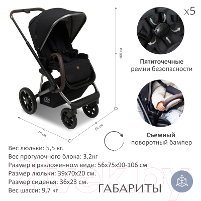 Изображение товара Детская универсальная коляска Sweet Baby Ricci 2 в 1 (черный)