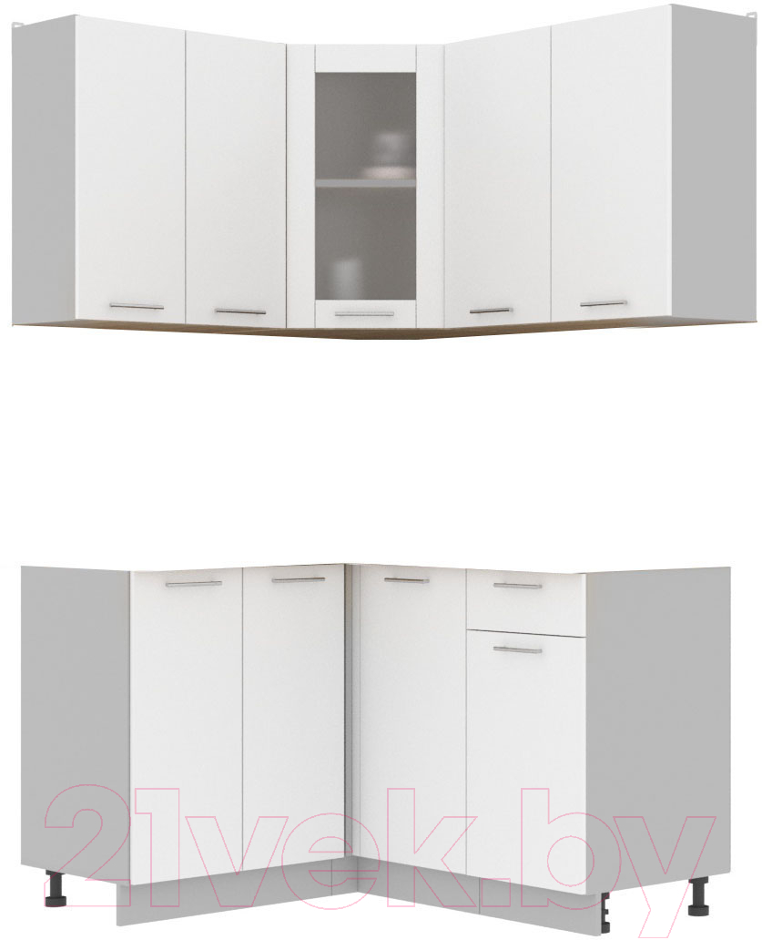 Кухонный гарнитур Interline Мила 12x14 без столешницы (белый платинум)