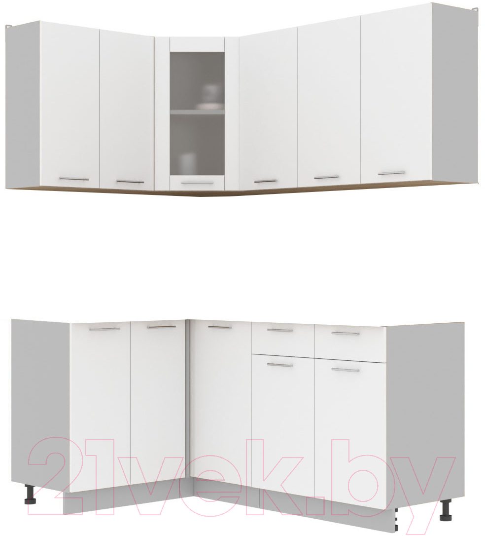 Кухонный гарнитур Interline Мила 12x18 без столешницы (белый платинум)