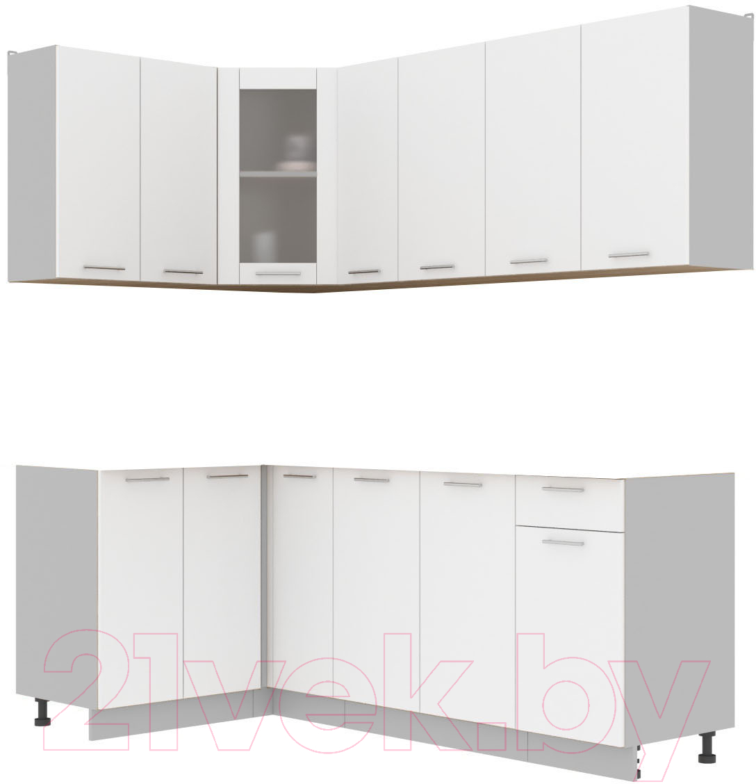 Кухонный гарнитур Interline Мила 12x21 без столешницы (белый платинум)