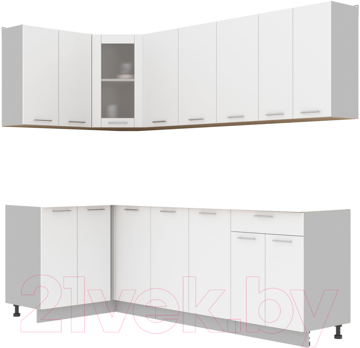 Кухонный гарнитур Interline Мила 12x24 без столешницы (белый платинум)
