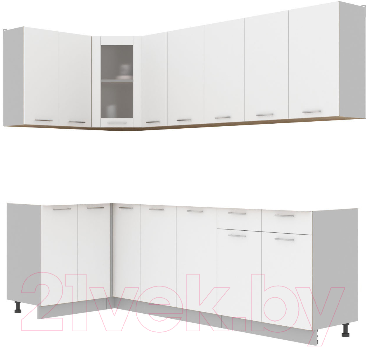 Кухонный гарнитур Interline Мила 12x25 без столешницы (белый платинум)
