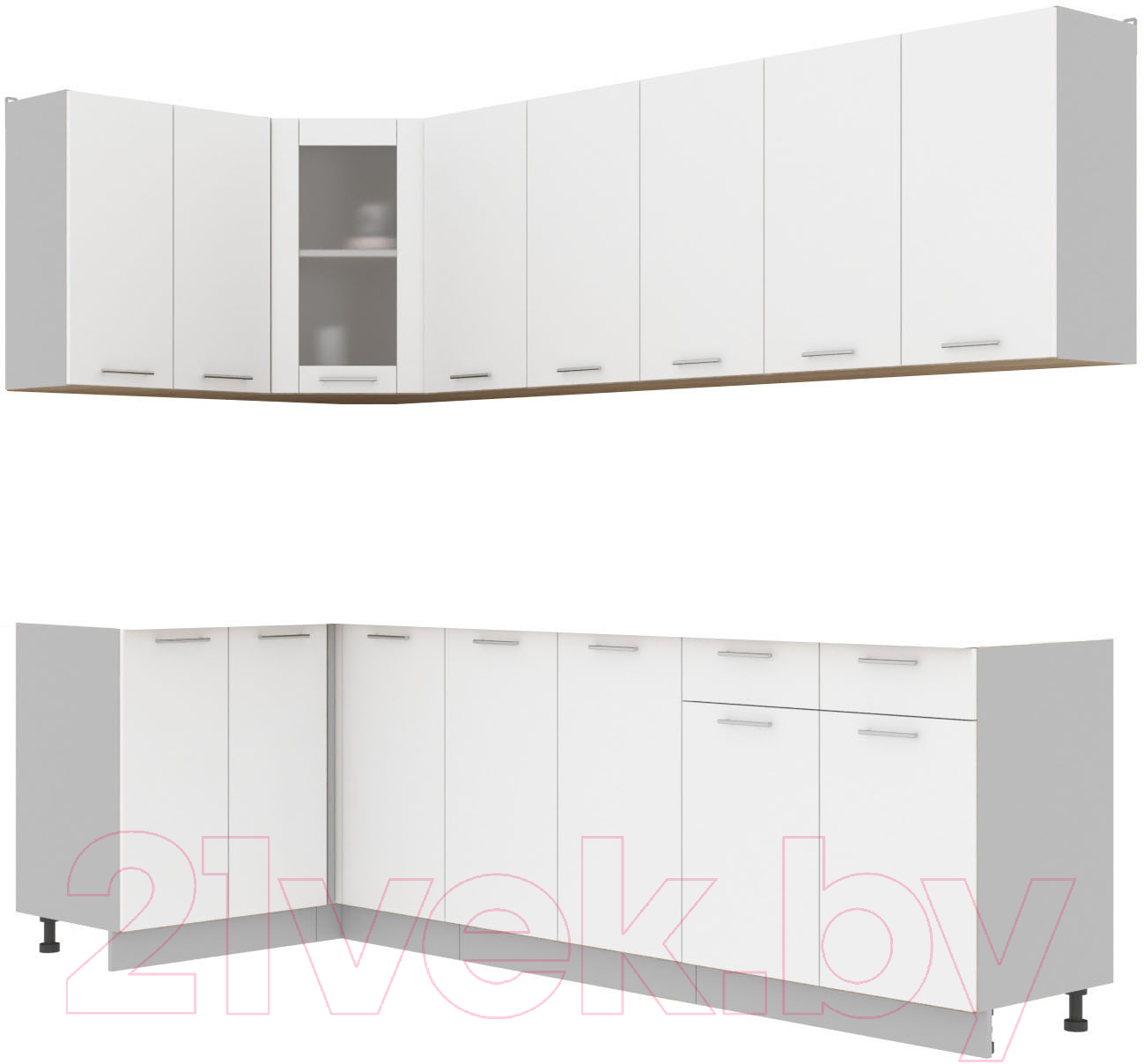 Кухонный гарнитур Interline Мила 12x26 без столешницы (белый платинум)