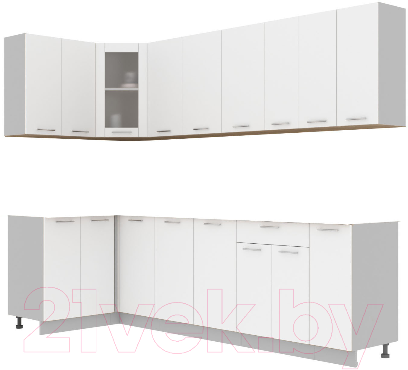 Кухонный гарнитур Interline Мила 12x27 без столешницы (белый платинум)