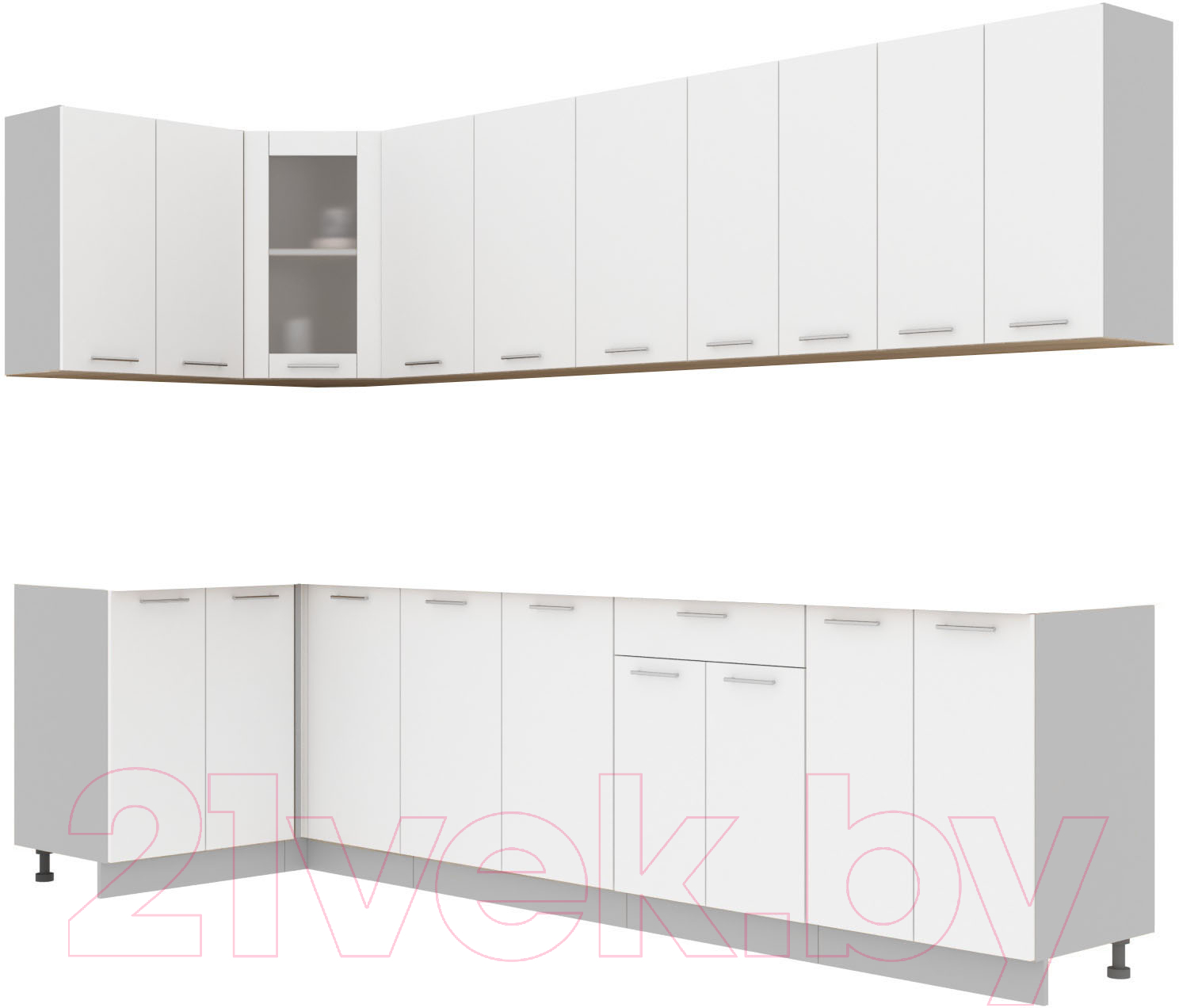 Кухонный гарнитур Interline Мила 12x30 без столешницы (белый платинум)