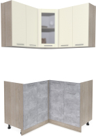 Кухонный гарнитур Интерлиния Мила 12x12 без столешницы (ваниль/бетон) - 