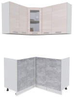 Кухонный гарнитур Интерлиния Мила 12x13 без столешницы (вудлайн кремовый/бетон) - 