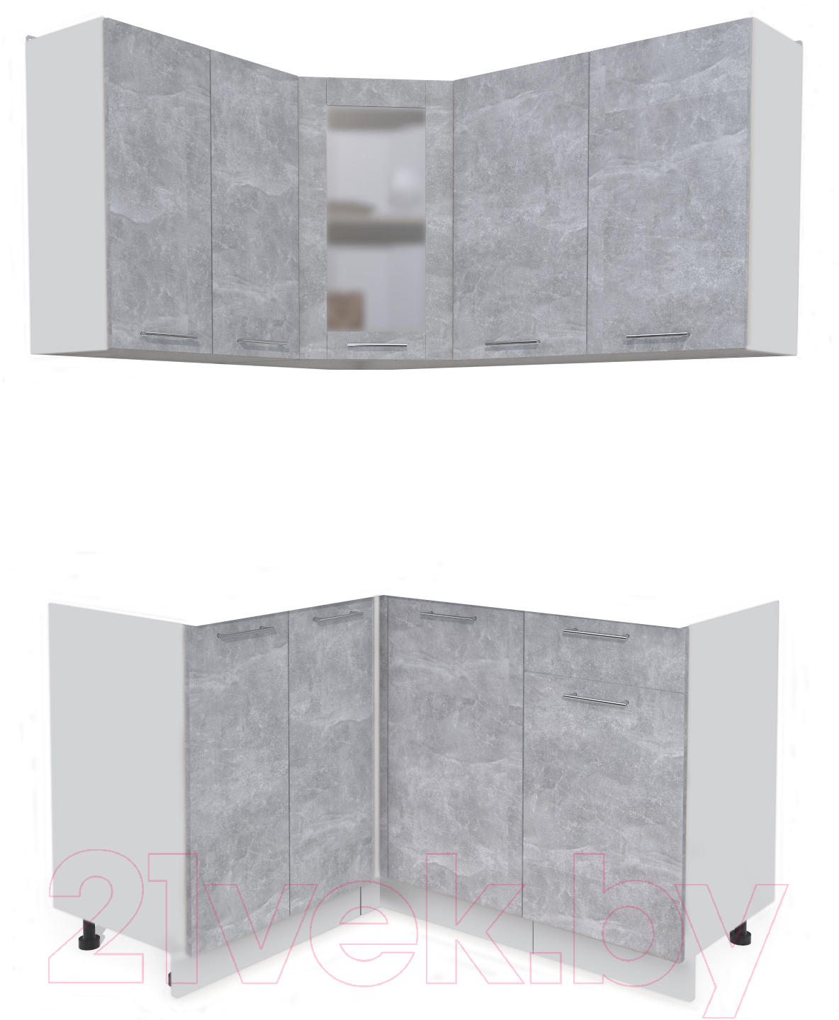 Кухонный гарнитур Interline Мила 12x14 без столешницы (бетон)
